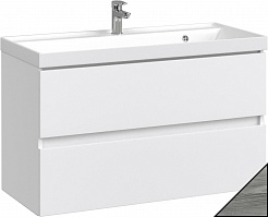 Водолей Мебель для ванной Best 100 подвесная лиственница структурная контрастно-серая – фотография-3